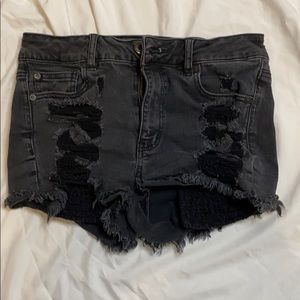 American Eagle Black ripped shorts